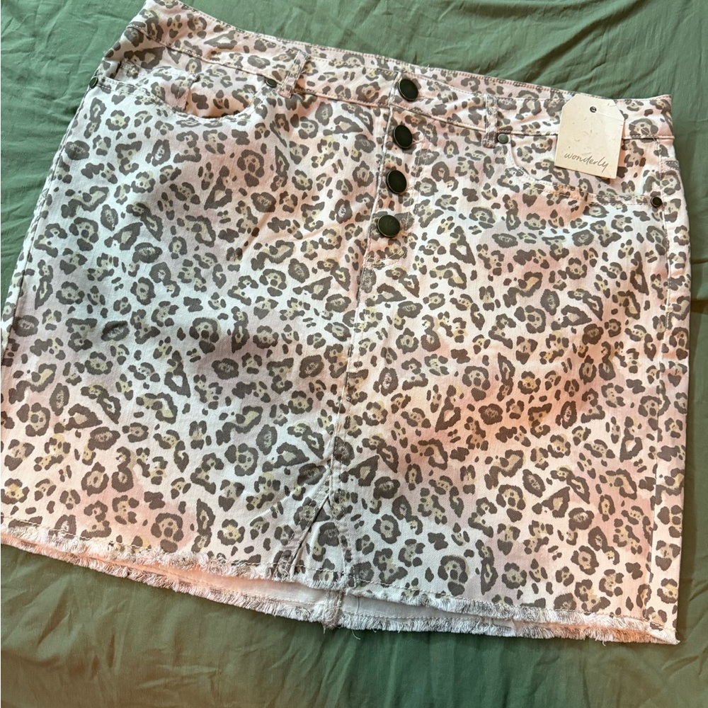 Wonderly Animal Print Mini Skirt with Button Detail